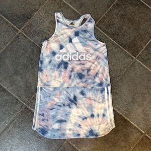 Adidas Kids Tie-Dye Tank Dress - Blue and Pink Swirl